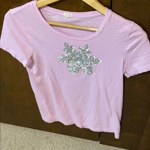 J Crew embellished snow flake tee